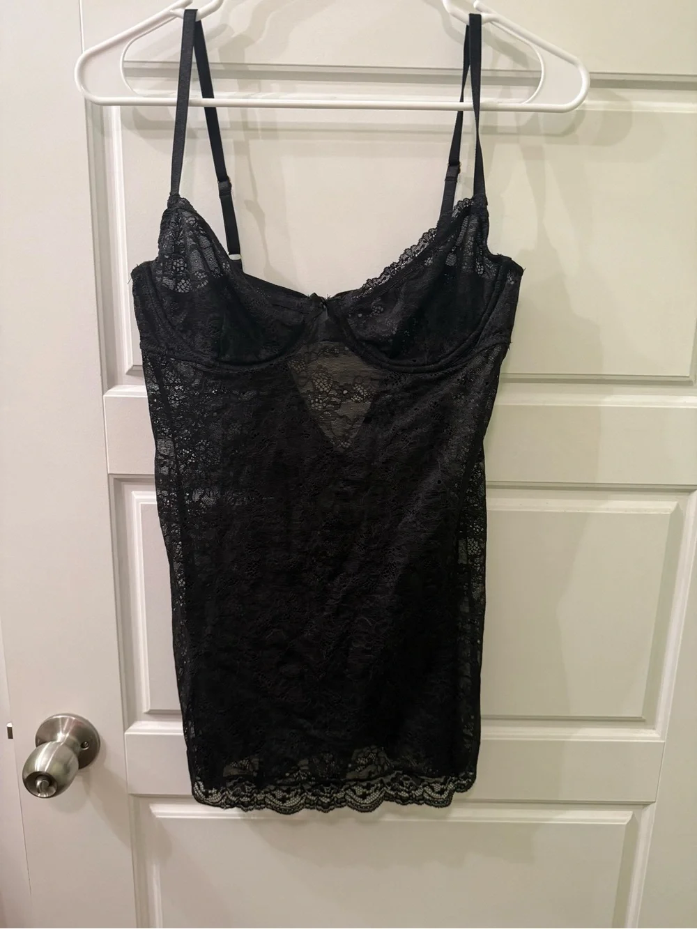 victoria secret black lingerie dress Victoria Secret Black Slip Dress with Lace Bra +